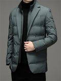 Men's Fashion Warm White Duck Down Blazer Coat for Winter