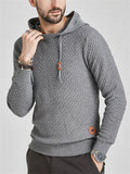 Men's Plaided Texture Knitted Long Sleeve Hoodies