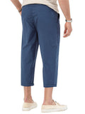 Men's Basic Straight Leg Folded Hem Cropped Trousers