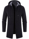 Men's Autumn Winter Stylish Hooded Warm Plush Zip Knitted Coat