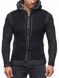 Winter Men's Zip Up Hooded Knitted Sweater