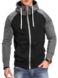 Men's Trendy Contrast Color Splicing Zipper Hoodies