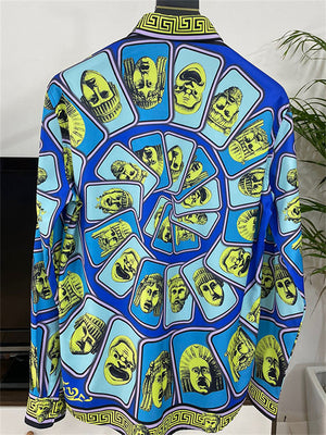 Funny Face Printed Men's Long Sleeve Shirt