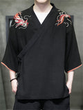 Vintage Chinese Style Dragon Embroidered Shirts for Men