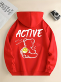 Active Bear Letter Print All-match Couple Hoodies