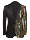 Men's Evening Party One Side Glitter Sequins Formal Blazer