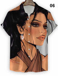 Men's Modern Female Printed Short Sleeve Shirt