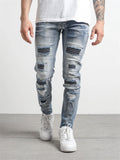 Men's Street Style Metal Dot Patchwork Pencil Jeans