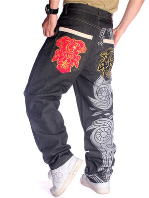 Fashion Street Embroidery Print Skateboard Jeans for Men