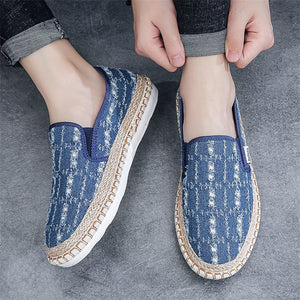 Men's Casual Lazy Slip-On Sewing Thread Fisherman Canvas Shoes