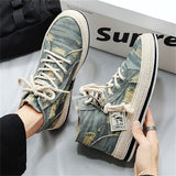 Men's Trendy High Top Lace Up Denim Canvas Shoes