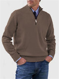 Men's Fall V Neck Half Zip Keep Warm Knit Sweater