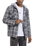 Male Winter Fleece Lined Plaid Hooded Coats