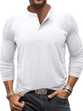 Men's Stretchy Slim Fit Casual Long Sleeve Henley Shirt