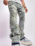 Stylish Ripped Raw Trim Stretchy Jeans for Men