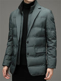 Men's Fashion Warm White Duck Down Blazer Coat for Winter