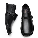 Men's Genuine Leather Buckle Non-Slip Flat Shoes