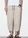 Casual Relaxed Wide Leg Cropped Harem Pants For Men