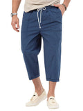 Men's Basic Straight Leg Folded Hem Cropped Trousers