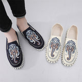 Ethnic Style Elephant Embroidered Cotton Linen Cloth Shoes for Men