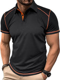 Male Summer Contrast Color Turn-down Collar Polo Shirts