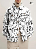 Relaxed Printed Lapel Coats for Men