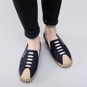 Comfy Cotton Cloth Flat Contrast Color Walking Shoes for Men