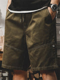 Loose-fitting Drawstring Knee-Length Cargo Shorts for Male