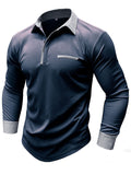 Office Wear Lapel Long Sleeve Autumn Polo Shirt for Men