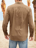 Lapel Double Pockets Casual Vacation Shirts for Male