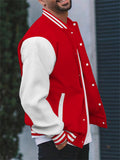 Men's Trendy Stand Collar Button Up Splicing Baseball Jacket