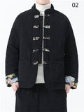 Male Popular Dragon Cloud Print Thickened Stitching Corduroy Coat