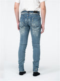 Fashionable Straight Leg Blue Denim Trousers for Men