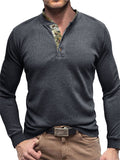 Slim Fit Waffle Basic Henley T-shirts for Men