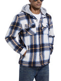 Male Winter Fleece Lined Plaid Hooded Coats