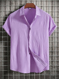 Simple Solid Color Cotton Linen Breathable Men's Shirt