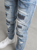 Men's Street Style Metal Dot Patchwork Pencil Jeans