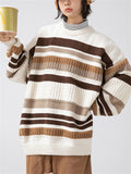 Contrast Stitching Striped Matching Sweaters for Couple