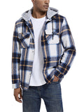 Male Winter Fleece Lined Plaid Hooded Coats