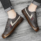 Men's Soft Sole Breathable Leather Lace Up Fashion Sneakers