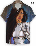 Men's Modern Female Printed Short Sleeve Shirt