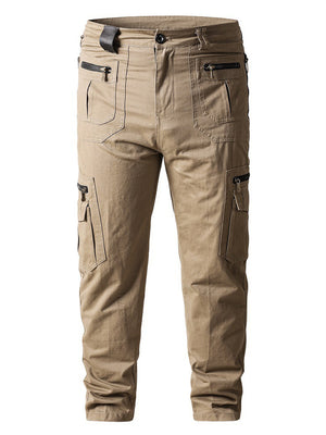 Male Straight Leg Zip Pockets Spring Autumn Cargo Pants