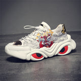 Lion Dance Graffiti Lace-Up Sneakers for Men