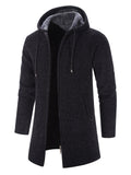 Men's Autumn Winter Stylish Hooded Warm Plush Zip Knitted Coat