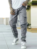 Street Style Multi-Pocket Loose Drawstring Cargo Pants for Men