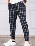 Men's Casual Vintage Plaid Drawstring Ankle Tied Pants