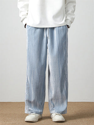 Men's Simple Vertical Lines Velvet Straight-Leg Pants