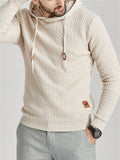 Men's Plaided Texture Knitted Long Sleeve Hoodies