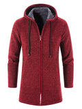 Men's Autumn Winter Stylish Hooded Warm Plush Zip Knitted Coat