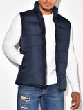 Male Winter Stand Collar Sleeveless Zip Padded Vest Jacket